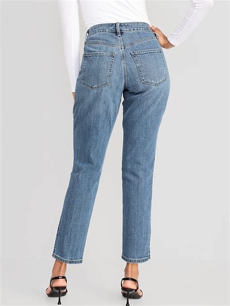 Curvy High Waisted O G Straight Side Split Jeans For Women Old Navy