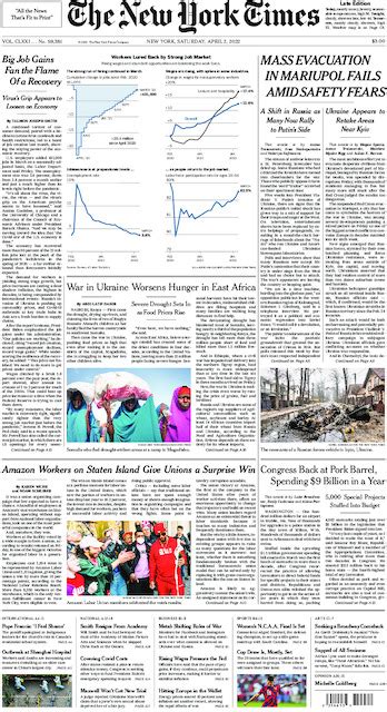 The New York Times In Print For Saturday April 2 2022 The New York