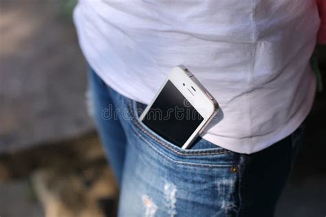 Phone In Jeans Pocket Stock Image Image Of Jeans Inside 66071931
