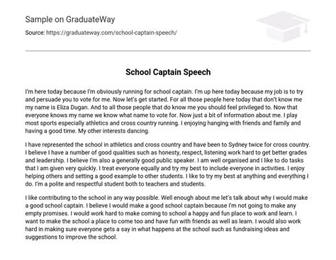 💌 School Captain Nomination Speech Examples How To Write A Speech To