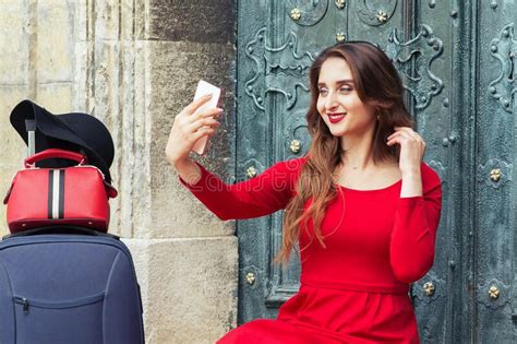 Young Woman Is Taking Selfie Stock Image Image Of Caucasian Beautiful 189319893