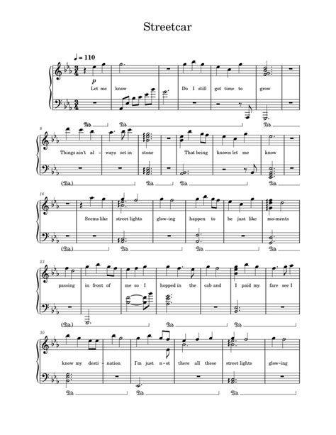 Streetcar Daniel Caesar Sheet Music For Piano Solo