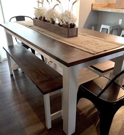 These are so in style right now and you can save a ton of money by building one yourself. DIY Farmhouse Table Plans with Benches Woodworking Plans | Etsy #diyfurniturebench in 2020 | Diy ...