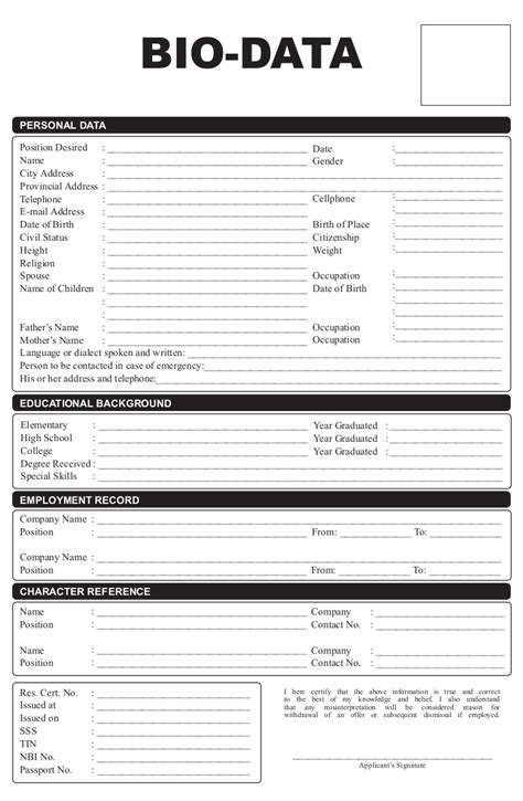 Bio data is short form of biographical data that shows all possible personal details of an individual. 25 Images Bio Data Form