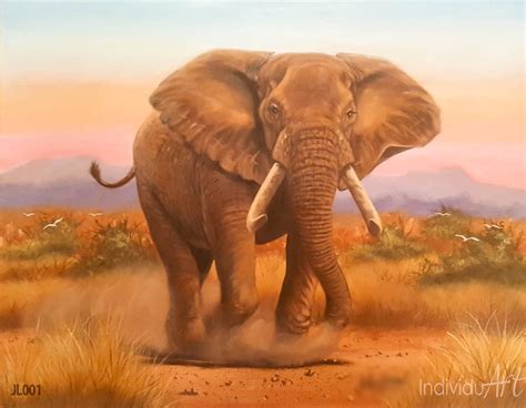 African Elephant Oil Painting Be Mesmerized As This African Elephant