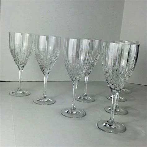 Theresienthal colored crystal incised stem goblet set. Vintage Royal Doulton Clear Cut Crystal Water Goblets ...