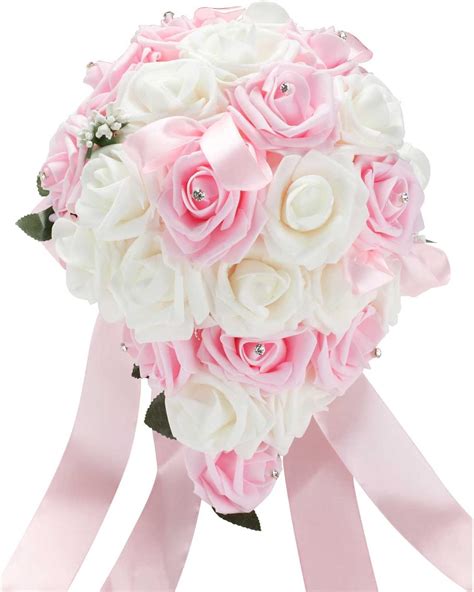 Vlovelife Baby Pink Wedding Bouquet 12 Large Bridal Bouquet