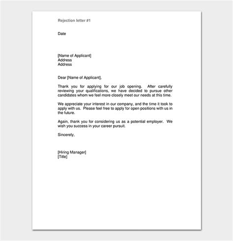 Polite Rejection Letter Format And Sample Rejection Letters