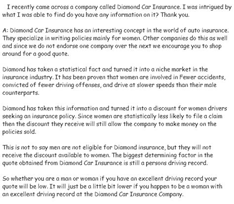 Contact us for a quote at. Diamond Car Insurance - Basic Information on Diamond Car Insurance ~ The General Online Insurance