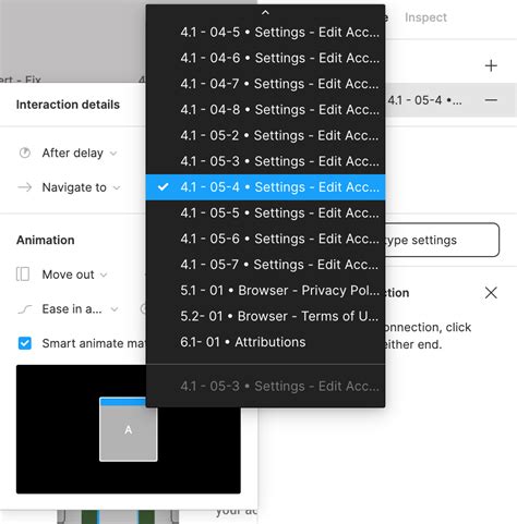 frame selection dropdown in the interaction details modal is too narrow share an idea figma