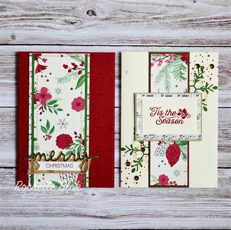 Two Handmade Christmas Cards One With Red Flowers And The Other With