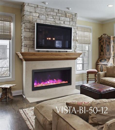 Browse 76 tv over linear fireplace on houzz. Sierra Flame Vista BI-50-12 electric #fireplace with stone ...