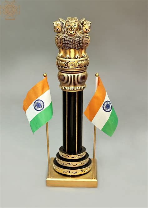19 Ashoka Stambh Pillar Indian Flag Emblem Carved Figurine Ashok