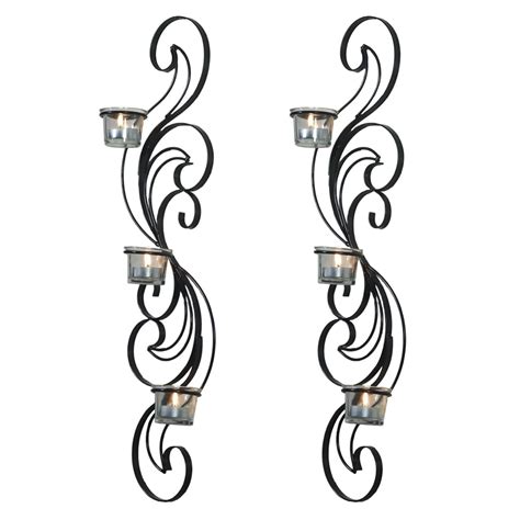 Adeco Decorative Iron Vertical Candle Tealight Pillar Holder Wall