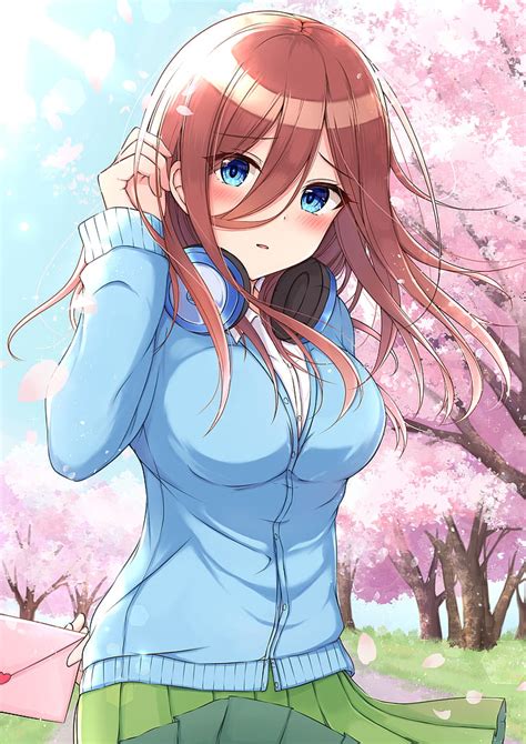 Nakano Miku Anime Chicas Anime 5 Toubun No Hanayome Cabello Largo