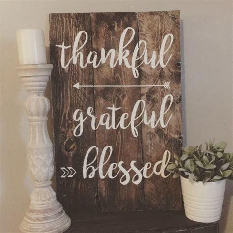 Thankful Grateful Blessed Rustic Wooden Sign With Reclaimed Wood