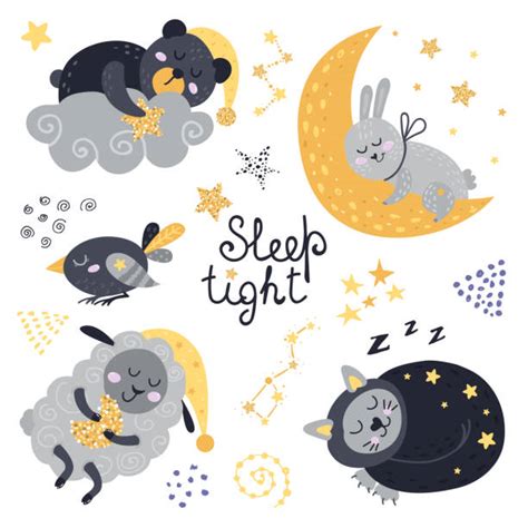 Little Sheep Sleeping On The Moon Illustrations Royalty