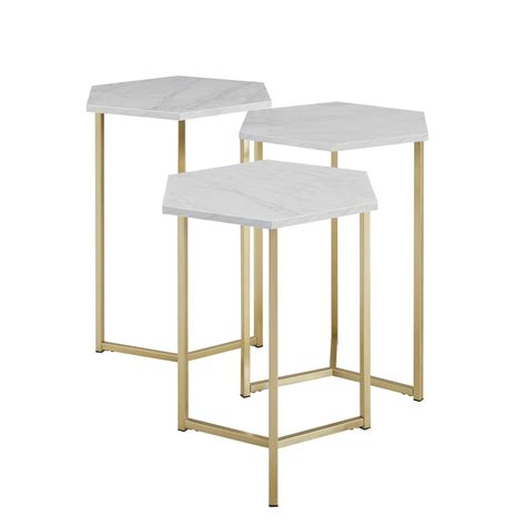 It's best to do this outside so. Faux White Marble and Gold Modern Wood Nesting Tables ...