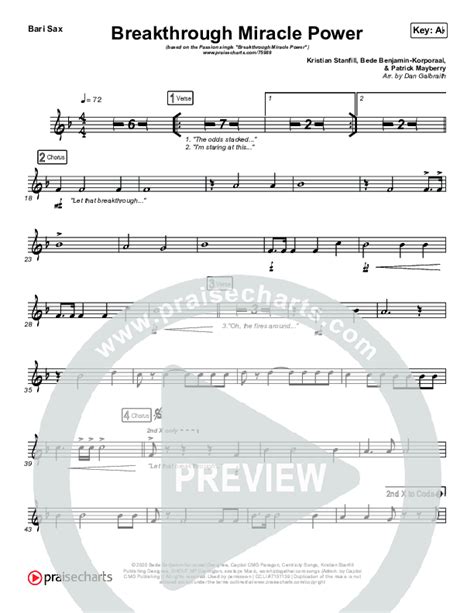 Breakthrough Miracle Power Bari Sax Sheet Music PDF Passion Kristian Stanfill PraiseCharts
