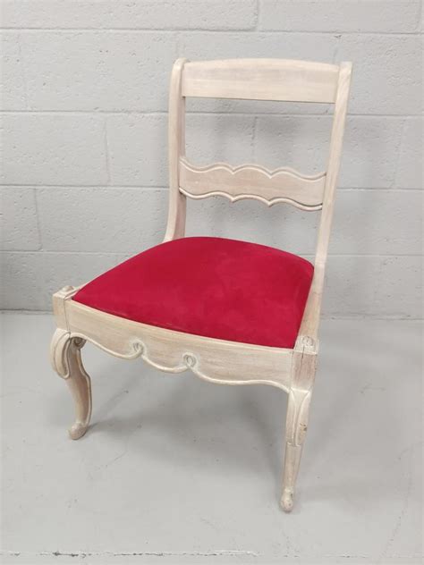 Want back support, in the shape of a stool? Sold Price: Red Suede Upholstered Vanity Chair - Invalid ...