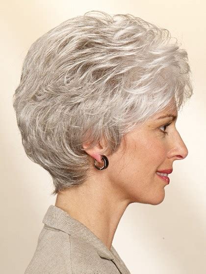 Short layered gray bob for older women. Classic Short Wavy Grey Hair Wigs