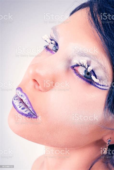 Beautiful Young Woman Closeup Face Side View Stock Photo Download