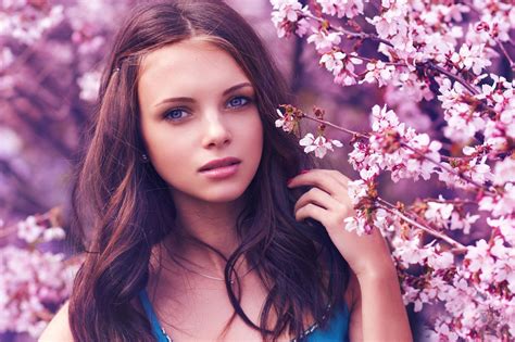 Wallpaper Face Women Model Blue Eyes Brunette Fashion Cherry