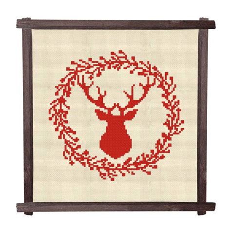christmas cross stitch pattern stag pdf deer print elk easy cross stitch t xmas greetings