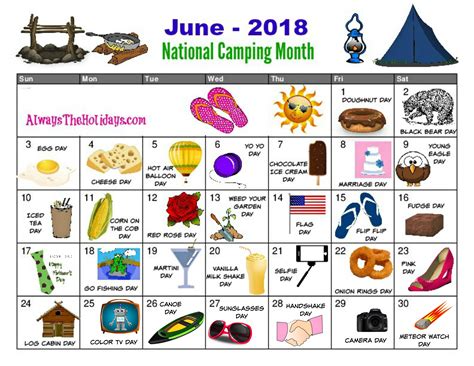 June National Day Calendar Printable Fathers Day
