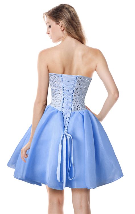 Sexy Baby Blue A Line Sweetheart Neck Crystal Short Mini Cocktail Prom