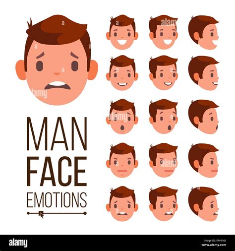 man emotions vector different male face avatar expressions set stock vector art and illustration