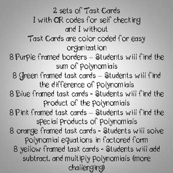 So we're going to have to distribute the negative sign. Polynomials - Adding, Subtracting, & Multiplying Task ...