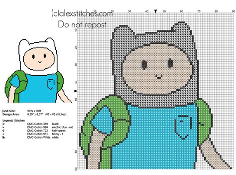 Browse by theme and level to find the design of your dreams! Finn character from Adventure Time cartoons cross stitch ...