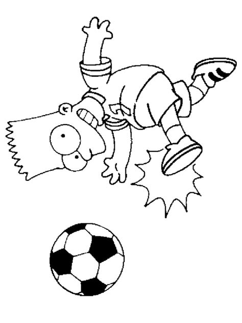 Kidsnfun Kleurplaat Simpsons Bart voetbalt