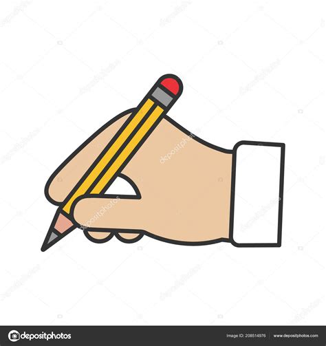 Hand Holding Pencil Color Icon Handwriting Drawing Taking Notes