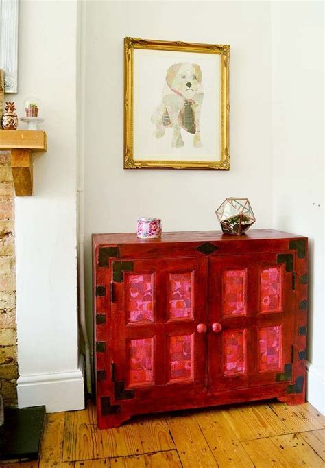 Diy black chalk paint furniture. Cabinet Upcycle With Red Chalk Paint and Napkins ...