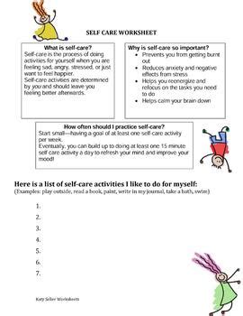 This summertime edition of the classic kid's game works on writing hardware that kids encounter in later elementary years. Self Care Worksheet by Katy Seller | Teachers Pay Teachers