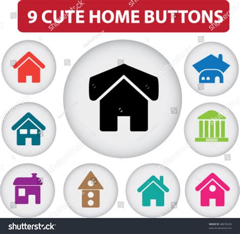 9 Cute Home Buttons Vector 48678226 Shutterstock