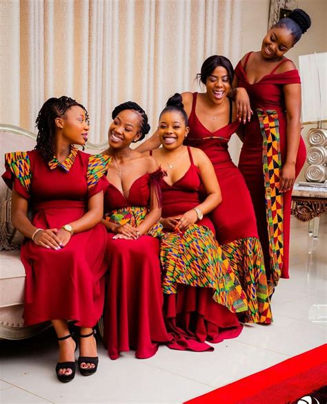 Pin By Tricia Opare On Wedding Colors Printed Bridesmaid Dresses African Traditional Wear