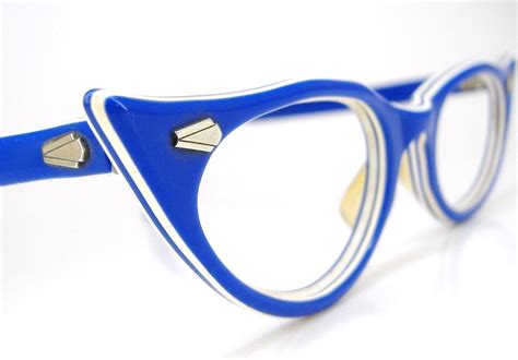 Vintage 50s Sapphire Blue Cat Eye Eyeglasses Frames