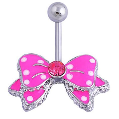 Isayoe Free Shipping Navel Bowknot Belly Ring Cute Belly Button Rings