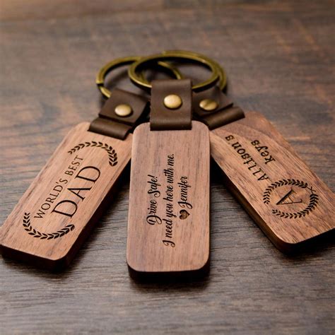 Wood Keychain Engraved Key Chain For Birthday Anniversary Custom Key