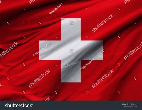 Swiss Confederation Flag Blowing Wind Background Stock Illustration