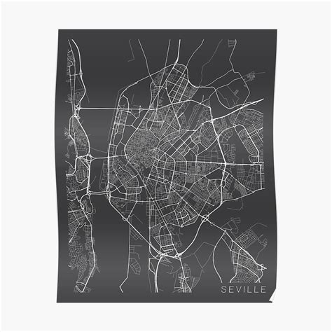 Pārvietotu karti, izmantojot peles kursoru. "Sevilla Karte, Spanien - grau" Poster von MainStreetMaps ...
