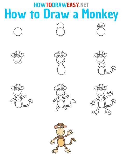 How To Draw A Monkey Step By Step Monkey Drawing Cute Easy Doodles