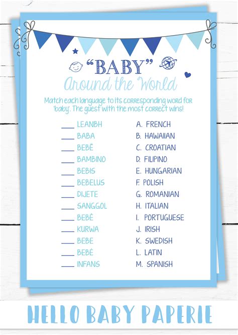 Baby Around The World Game Baby Shower Game Boy Baby Shower Blue