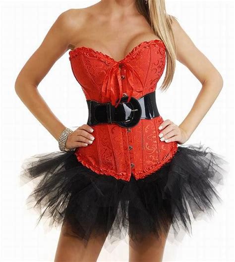2019 sexy lingerie lace up boned corset bustier with mini skirt lace 2195 red s m l xl xxl from