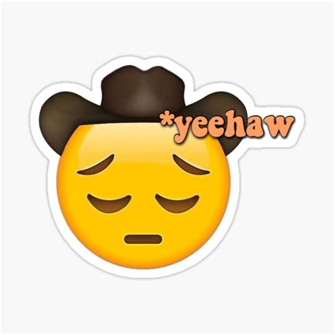 Sad Cowboy Emoji Yeehaw Sticker By Threewisshes Redbubble