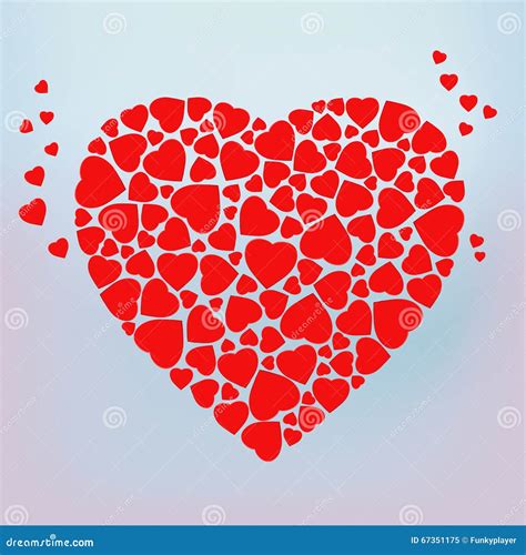 Stylized Red Heart Made Of Small Heart Shapes Stock Vector