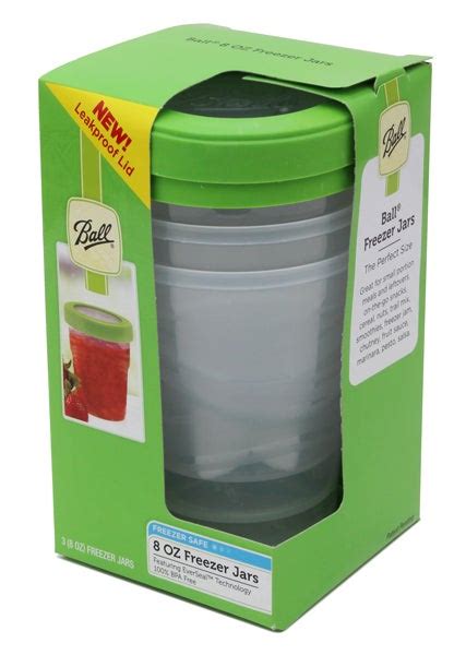 The jars stack in the freezer, won't leak or spill, resist stains and are dishwasher safe! Ball, 8 oz Plastic Freezer Canning Jars
